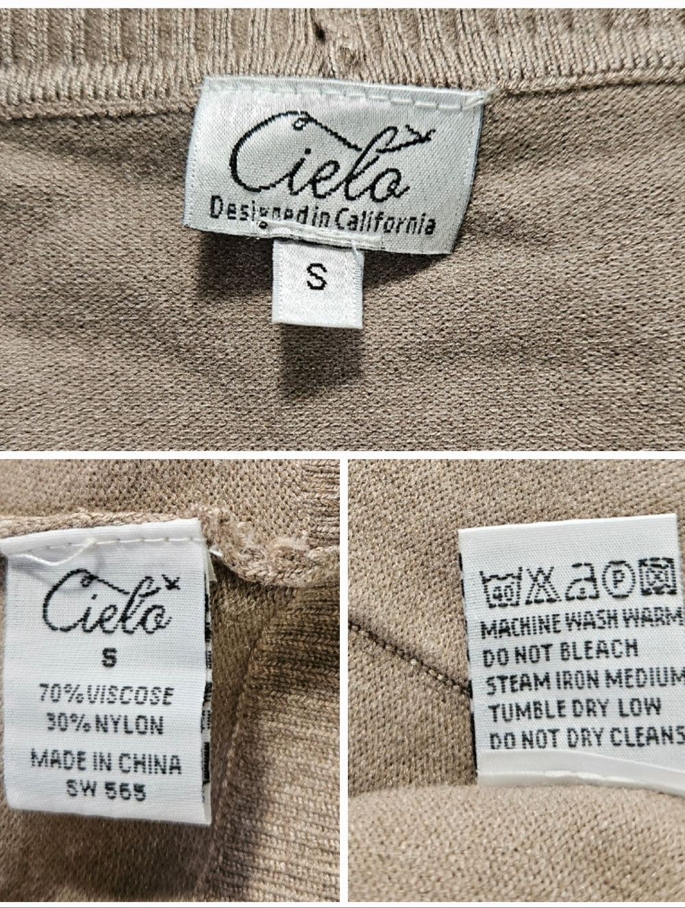 Cielo Size S/M Cardigan Camel Beige Taupe Open Front Sweater Pockets Soft Knit - Picture 8 of 11